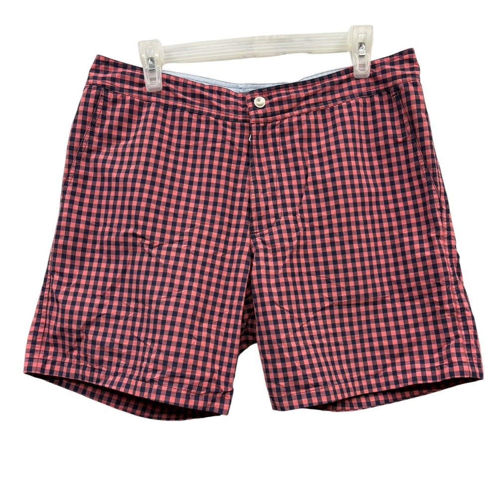 Bonobos Gingham Swim Trunks Pink Navy Check Board Shorts‎ Preppy Summer Beach 32